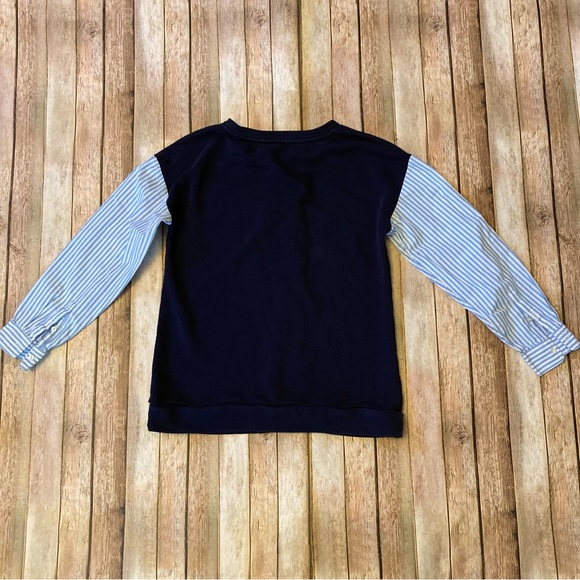 TALBOTS Women’s Navy Blue Contrasting Blue & White Striped Long Sleeves S Top - Picture 5 of 9